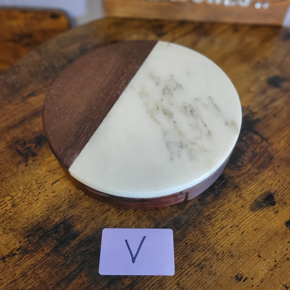 Round Marble and Oak Cheese Board OAK & OLIVE